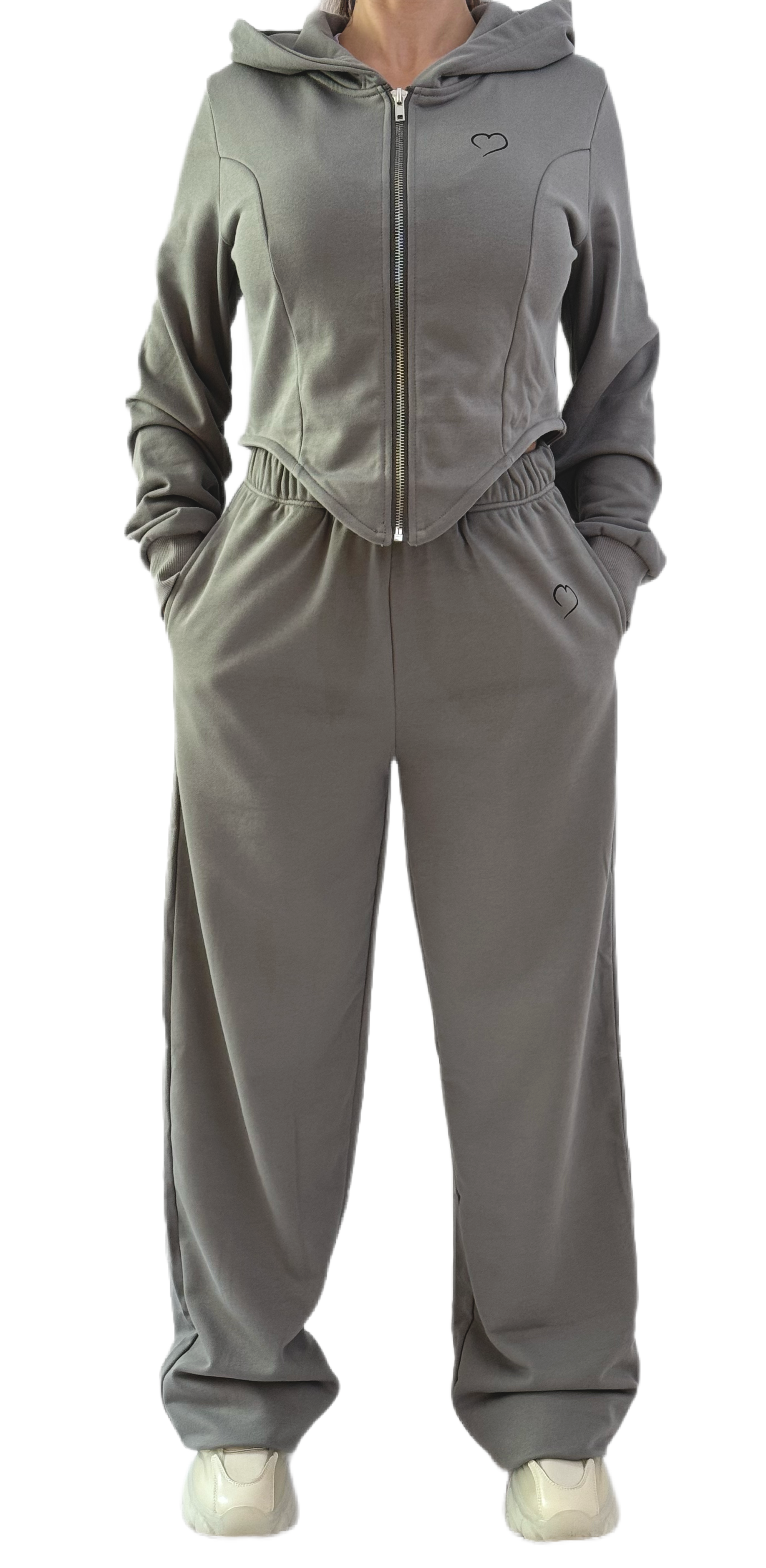 Grey Cropped Tracksuit